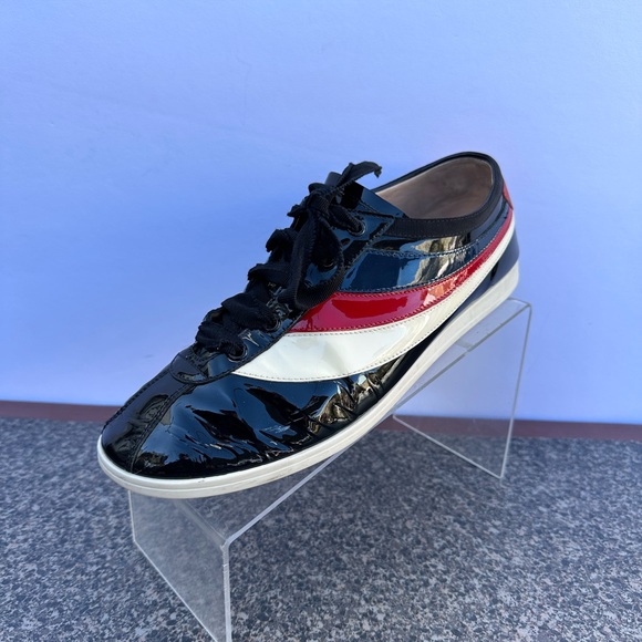 Gucci Men’s Falacer Hebron Web Patent Leather. U.S Size 8.5 Color Blk. - Picture 2 of 13